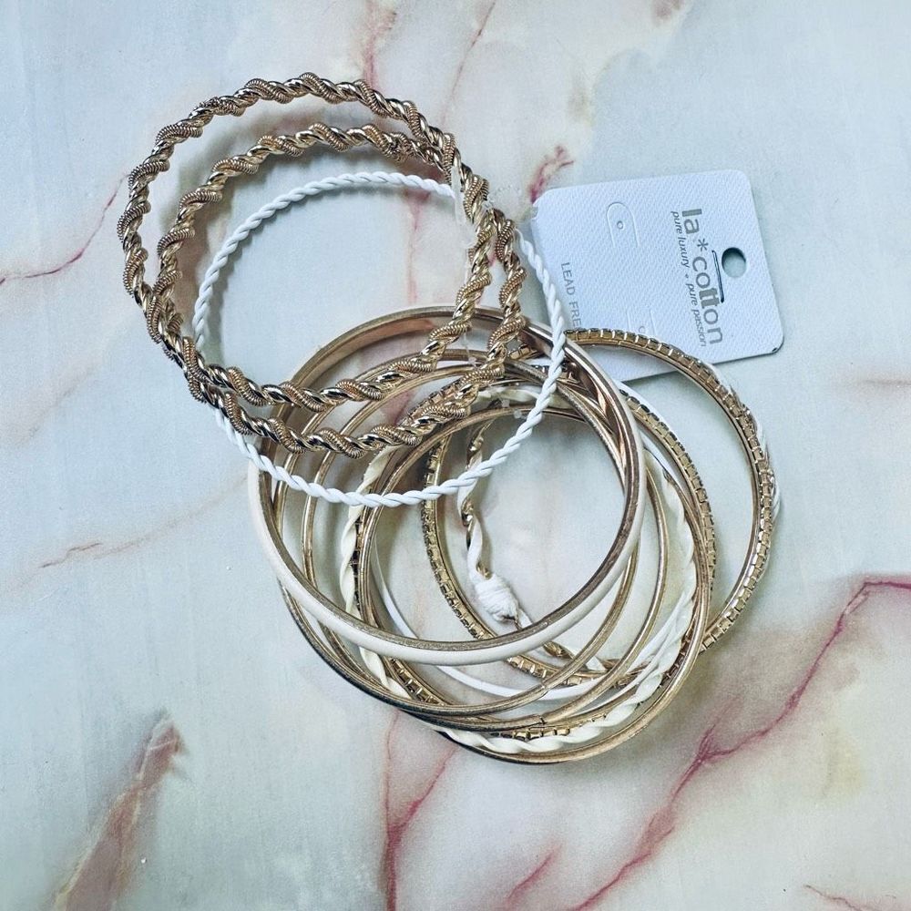 La Cotton gold tone bracelet bundle of 13